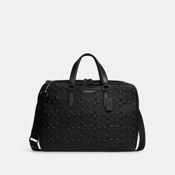Coach Graham Slim Brief In Black Signature Leather - Picture 2 of 9
